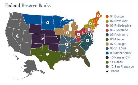 12 ngân hàng Dự trữ Liên bang khu vực